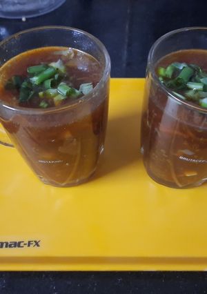 A picture of Hot and sour soup.