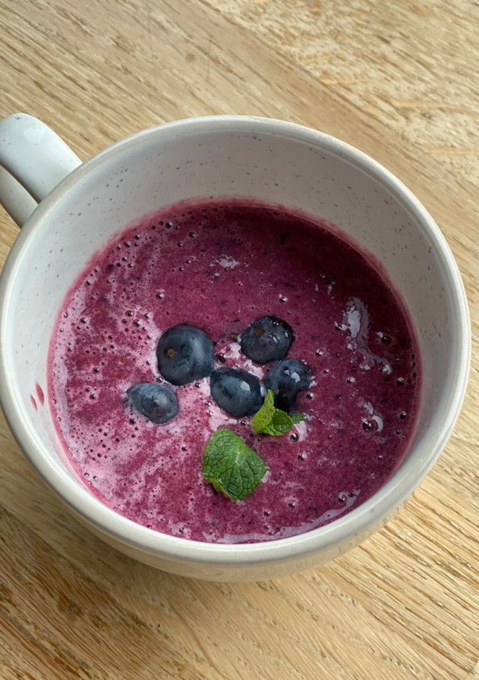 A picture of Beetroot, blueberry and banana smoothie 🌿.