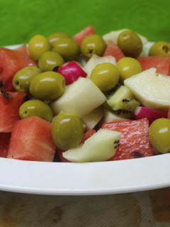 Una foto de Ensalada de sandía y pera