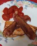 Trucha con bacon y tomates cherry salteados