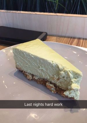 A picture of Kevin's Matcha Cheesecake.