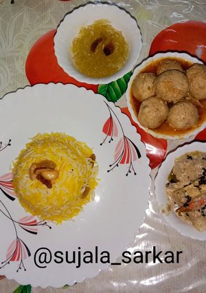 জাফরানি পোলাও এবং চিকেন গুস্তাবা (Jafrani Pulao,Chicken Gustaba recipe in Bengali) রেসিপির প্রধান ছবি