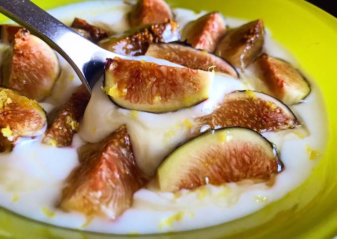 Yogurt with Fresh Figs, Honey & Lemon Zest