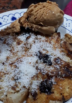 Una foto de Panqueques de manzanas y peras sin harina y sin azúcar!