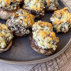 A picture of Wagyu Beef Italian Sausage Stuffed Mushrooms.