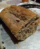 Budín de harina integral, harina de arroz, azúcar mascabo banana y frutos secos