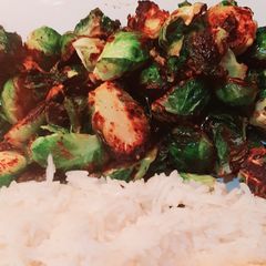 A picture of Carmelized Brussel Sprouts.