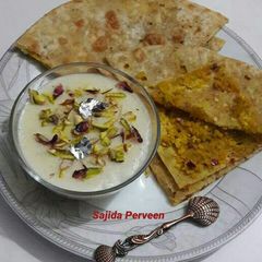 Channay ki daal ka paratha with kheer A picture of Channay ki daal ka paratha with kheer.