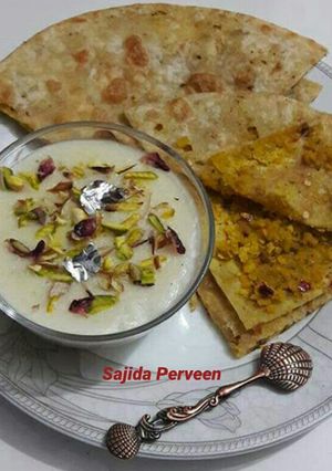 A picture of Channay ki daal ka paratha with kheer.