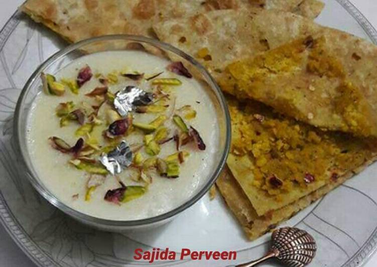 Channay ki daal ka paratha with kheer