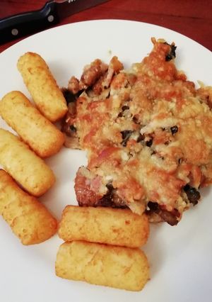 Gombás rakott tarja recept fotója