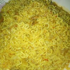 Indomie with shredded chicken A picture of Indomie with shredded chicken.