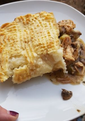 A picture of Chicken and mushroom pie.