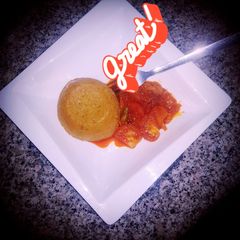 A picture of Maize/corn and plantain moimoi.
