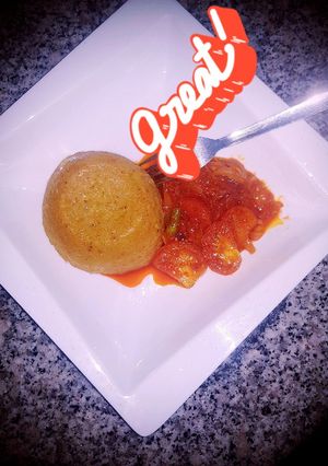 A picture of Maize/corn and plantain moimoi.
