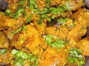 A picture of eggplant brinjal curry