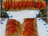 Caña de hojaldre con crema y fresas