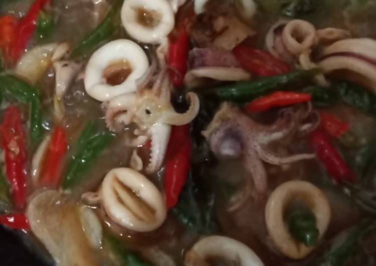 Proses memasak Cumi saus Tiram enak nagih Lezat