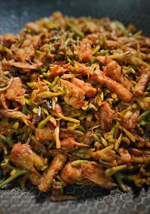 Foto resep Tumis Bunga Pepaya dengan Tempe dan Ikan Cue