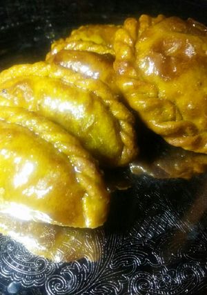 A picture of Yellow Gujiya.