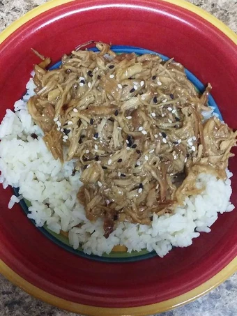 Easy Steps to Prepare Recipe Shredded Chicken Teriyaki - Slow Cooker that is Can Pamper Your Tongue, So Delicious}