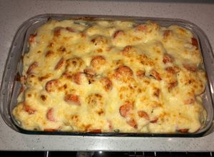 Una foto de Coliflor y zanahorias gratinadas con salsa blanca