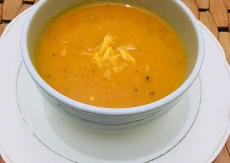 Step-by-Step Guide to Make Favorite Tomato soup in cheddar cheese