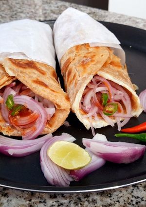 A picture of Egg kathi roll.
