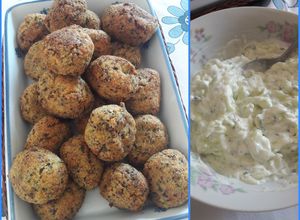 Foto di Polpette di quinoa in friggitrice ad aria con salsa tzazichi