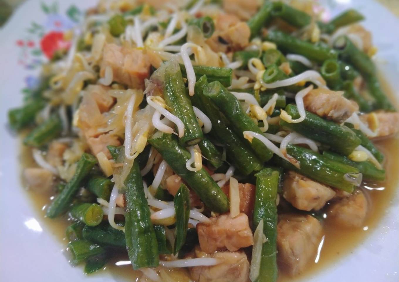 Tumis tempe kacang panjang