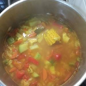 Sopa agripicante de pollo y verduras