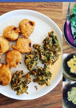 A picture of Kale and egg plant fritters.
