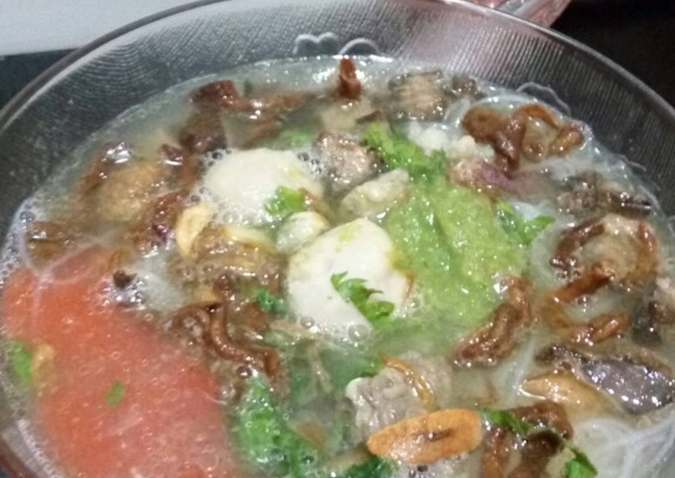 Mie sop bakso+rempelo ayam+daging cincang alakadarnya
