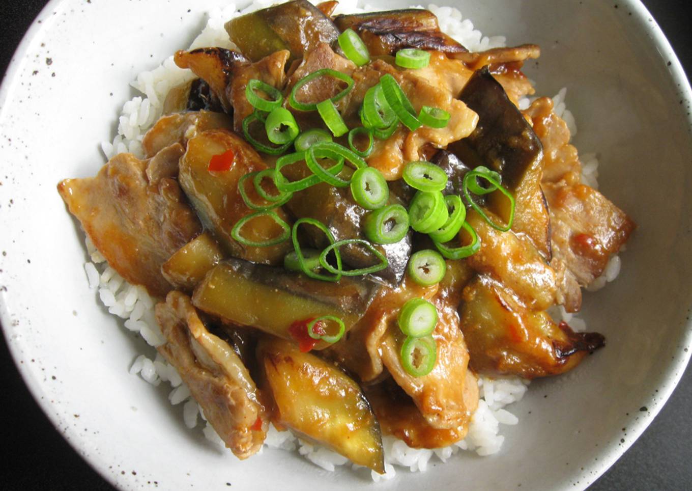Pork & Eggplant Rice Bowl