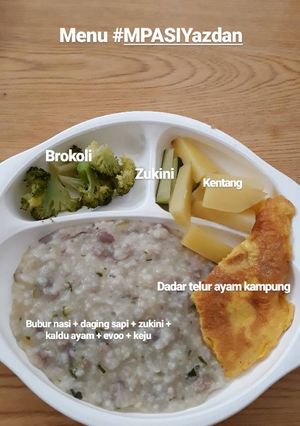 Foto resep Bubur Daging, Aneka Finger Food & Dadar Telur Ayam Kampung MPASI