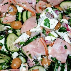 A picture of Russian inspired Greece salad.