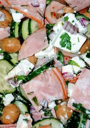 A picture of Russian inspired Greece salad.