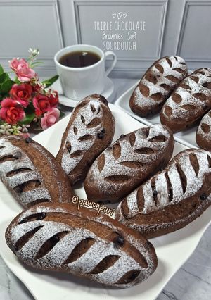 Foto resep Triple Chocolate Brownies Soft Sourdough
