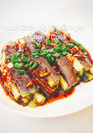 Hình của món Cà tím luộc sốt tương chay.