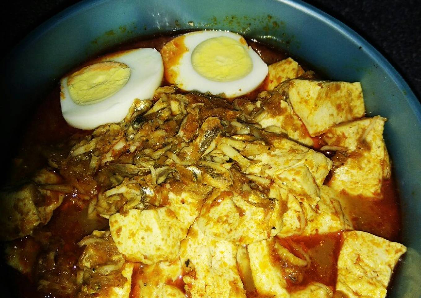 Teri nasi+Tahu Telur bumbu rujak