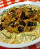 Cukkini főzelék padlizsán curryvel. Low carb