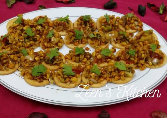 How to Make Ultimate Corn Chaat Biscuit Canapes