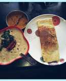Masala Dosa with coconut chutney & sambhar