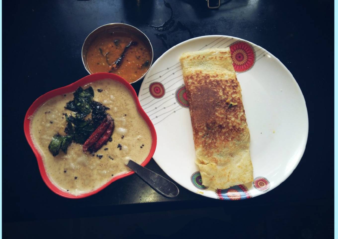 Masala Dosa with coconut chutney & sambhar