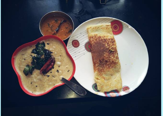 Masala Dosa with coconut chutney & sambhar