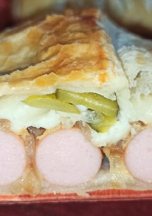 Hamis hot dog leveles tésztában recept fotója