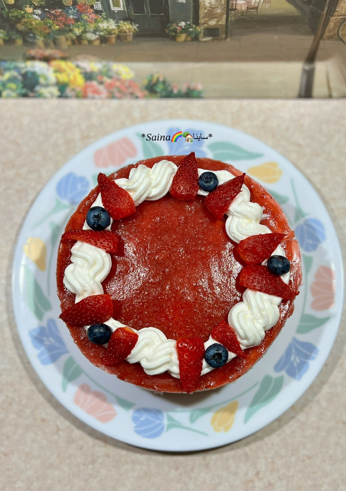 عکسی از دستور کیک موس توت فرنگی🍓 strawberry mousse cake