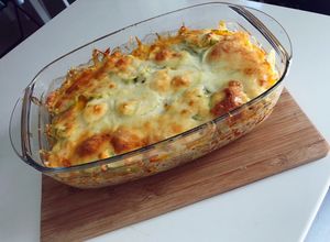 Tejszínes rakott cukkini darált húsból recept fotója