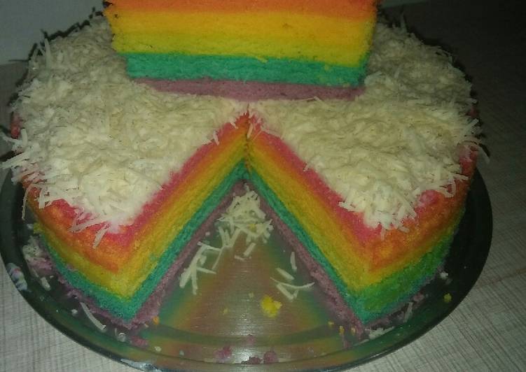 Rainbow Cake Kukus Ny. Liem (Resep yg dimodifikasi)
