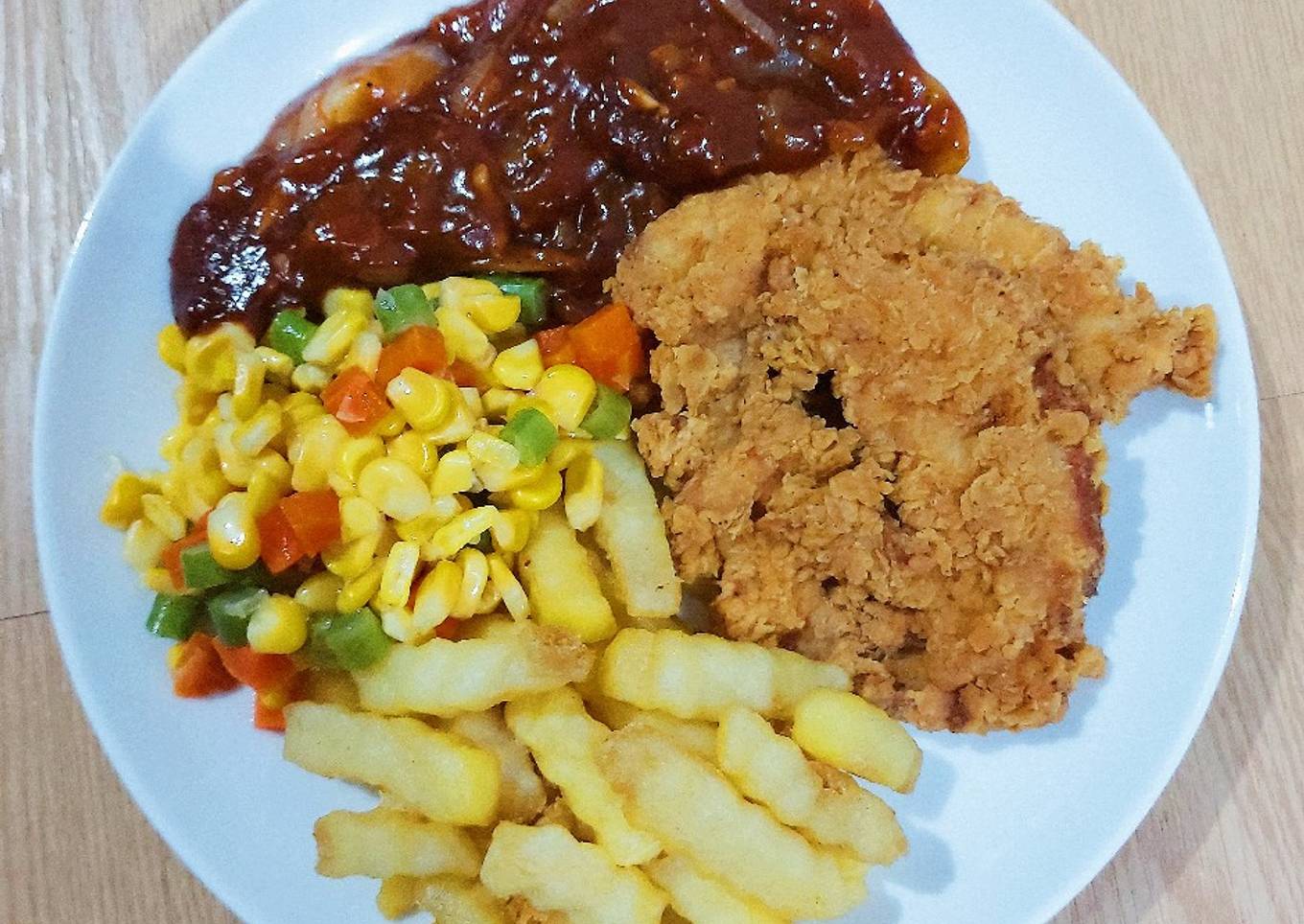 Crispy Chicken Steak with BBQ Sauce